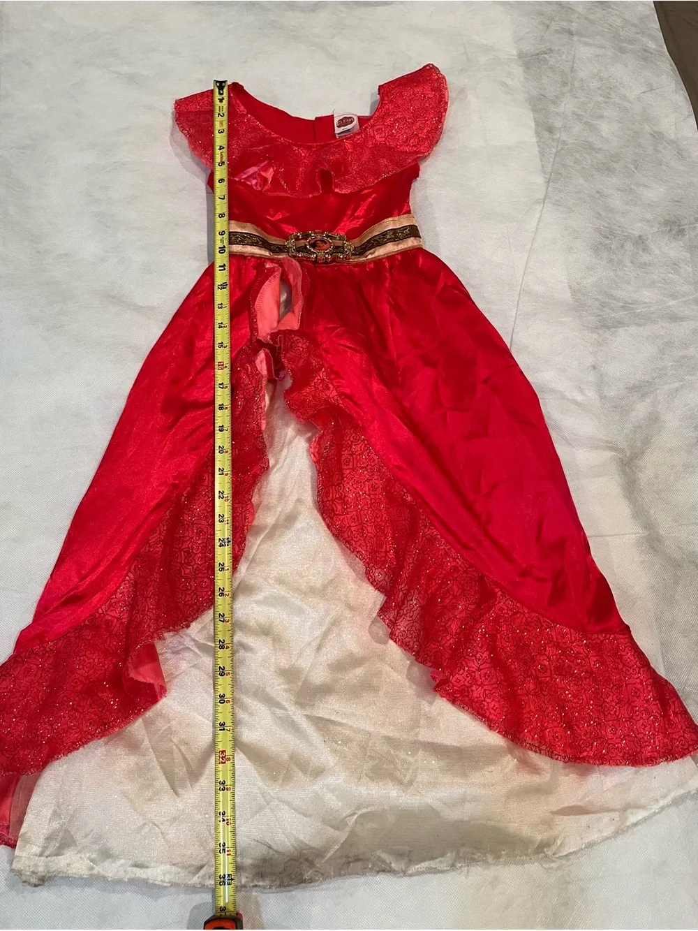Disney Red Elena of Avalor Princess Dress with Gold Belt Accent S/P (4/6x)